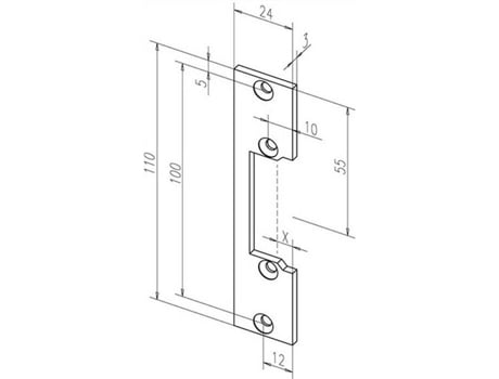 Placa Frontal para Golpe Elétrico Eff Designação Face Traseira Única Aço Inoxidável Comprimento 110 X 24Mm 610635 EFFEFF