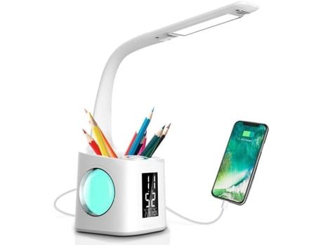 Lâmpada de Mesa Led 10W Dimável com Suporte para Canetas Controlo Por Toque para Estudos NEVEANCE