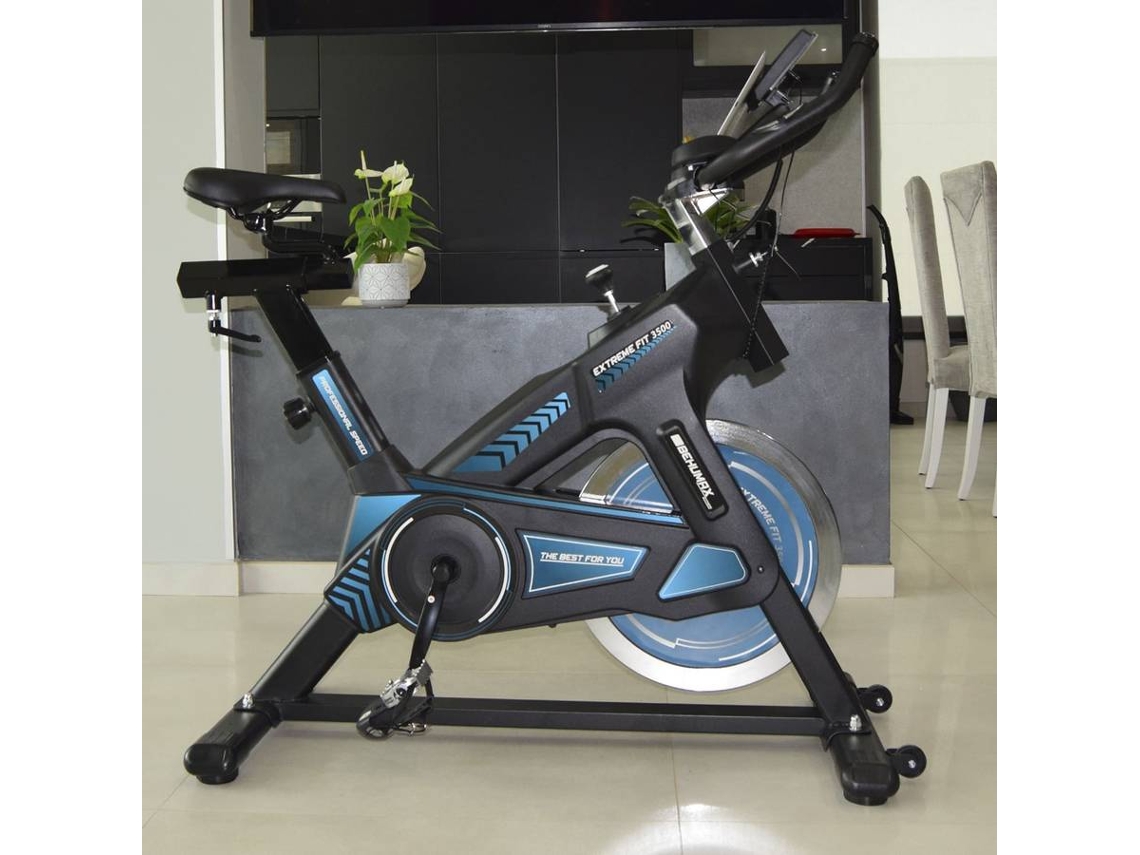 Bicicleta de Spinning BEHUMAX Extreme Fit 3500 (110 x 54 x 120 cm - Preto e  azul)