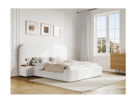 Cama com cofre ESTERIA VENTE-UNIQUE Branco 140x200 cm - Com colchão - Com sommier