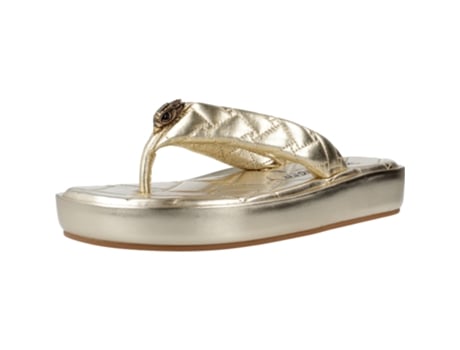 Chinelos de Mulher KURT GEIGER LONDON Kensington Puff Flop Tecido Dourado (38)