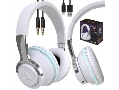 Fones de Ouvido Bluetooth Sem Fio Áudio SDLOGAL 9D com Microfone Embutido Fones de Ouvido Estéreo Hi-Fi Portáteis Três Modos Branco