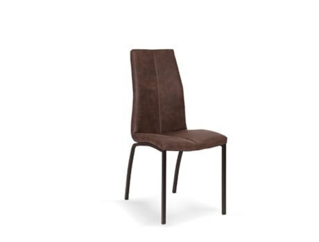 Conjunto de 4 Cadeiras de Jantar Estilo Contemporâneo com Assento e Encosto em Microfibra Cor Castanho Chocolate Modelo Marian FURNITURE STYLE