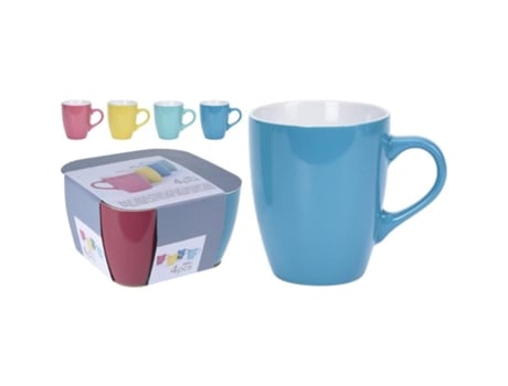 Tazas mug colores 340ml 4p lote 4