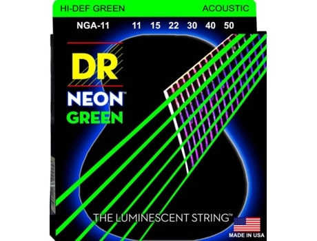 Jogo de Cordas Guitarra Acústica K3 Luminescent Neon Green (.11- .15-.22-.30-.40-.50 - Bronze)