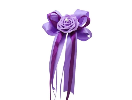 1 Peça Fita de Cetim com Flores Artificiais Decoração de Carro de Casamento Roxo Re210036 SHLK