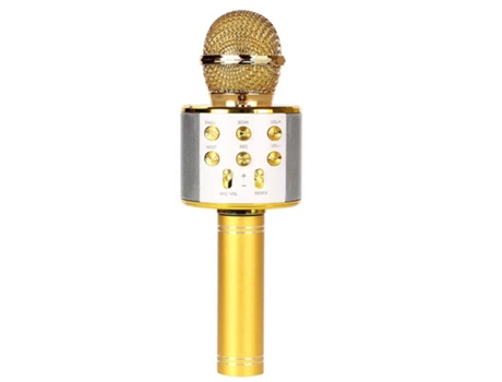 Microfone MARKET Bluetooth Karaoke Portable Wireless Karaoke With Multicolor Led Light For Kids Singing Party Musi Gold