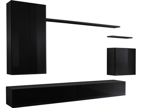 Conjunto de Móveis de TV  Berit (Preto - 250x40x170 cm)