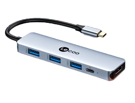 Adaptador LECOO Lkc1303H 5In1 Type-C a Pd100W Hdmi 3Usb3.0 para Huawei Mate40/P50 S20