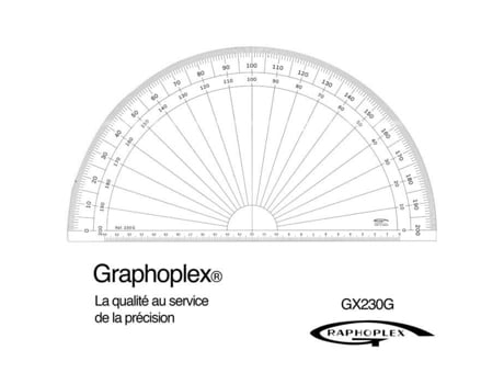 Transferidor de 1/2 círculo - GRAPHOPLEX - Ø 30 cm - Acrílico - Misto - Contorno graduado