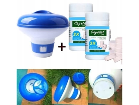 Pastilha para limpeza de piscinas e dispensador de produtos flutuantes de cloro para piscinas dispensador de 2 garrafas ARHATREYA