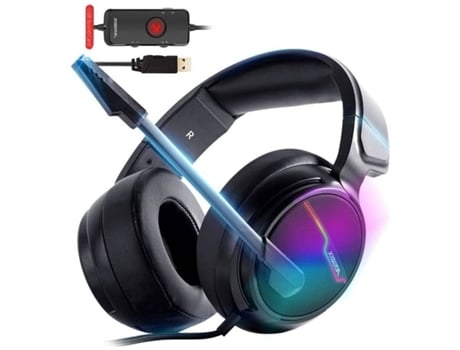 Auscultadores Gaming ENKES Usb 7.1 Digital Surround Sound Microfone de Áudio de Alta QualidadeMicrofone com Cancelamento de R