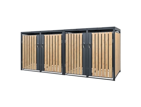 Caixa de Lixo para 4 Contentores 240L 264X80X116,3 Cm de Antracite/Madeira ML-DESIGN