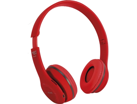 Auscultadores Bluetooth FESTI SOUND HWJ40-R (Over Ear - Microfone - Vermelho)