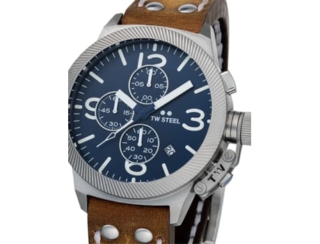 Relógio Masculino Couro Real Marrom Cs106 TW-STEEL