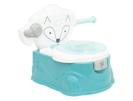 Penico TWINLY Foxy Baby para Treinamento de Penico Vaso Sanitário Infantil com Redutor de Vaso Sanitário com Suporte para Rolo de Papel e Puxador