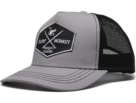 Boné Ajustável Unissexo SURF MONKEY Trucker Viseira Curva Design Painéis Patch Costurado Frontal Fecho Coroa Perfil Cinzento (Tamanho Único)