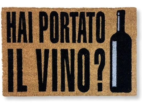 Tapete de Entrada KOKO DOORMATS Hai Portato Il Vino? (Castanho - 60 x 40 x 1.50 cm - Fibra de Coco e Base de PVC)