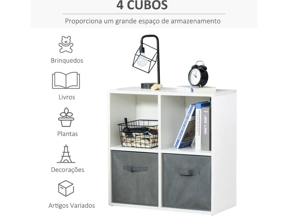 Estante para Livros HOMCOM Branco Aglomerado de Madeira  50x24x106cm_836-367WT