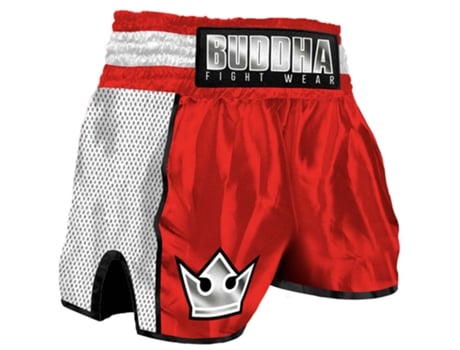 Calções Premium, Retro Unissexo para Boxe BUDDHA FIGHT WEAR Tailandeses Vermelho (S)