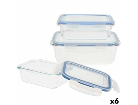 Conjunto de Recipientes de Cozinha Herméticos Empilháveis Max Home 6 Unidades 23 x 7,5 x 17,5 cm