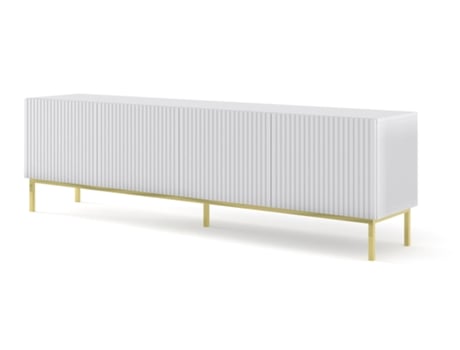 Móvel de TV AKL FURNITURE PRIVATE RavennaB (Branco e Dourado - Madeira engenheirada - 200x42x58 cm)