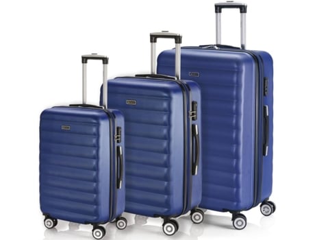 Conjunto 3 Malas de Viagem ITACA Rígida e Extensivel (35/70/100 L - Azul)