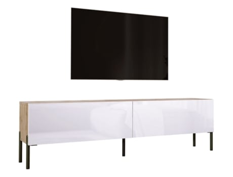 Móvel Tv em Carvalho Wotan / Branco Brilhante com Pernas Retas em Preto D: L: 170 Cm A: 52 Cm D: 32 Cm 3XELIVING