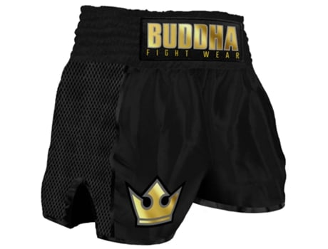 Calções Premium, Retro Unissexo para Boxe BUDDHA FIGHT WEAR Tailandeses Preto (L)