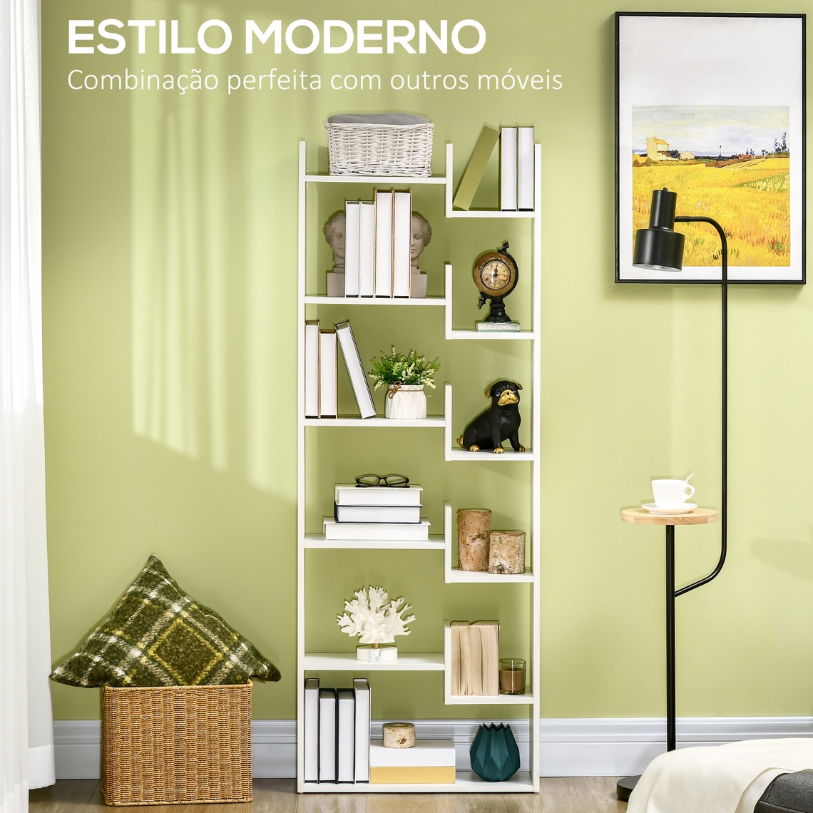 Estante para Livros HOMCOM Branco Aglomerado de Madeira  50x24x106cm_836-367WT