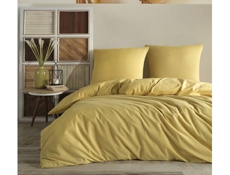 Jogo De Roupa De Cama Liso M`DECO (Amarelo - 240X260cm)