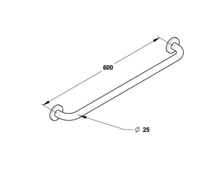 Barra Reta 600 Mm Aço Inoxidável Cromado Sem Parafusos Diâmetro 25 Mm PRESTO -60577