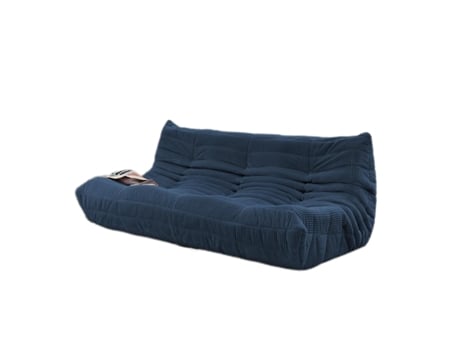 Loveseat Togo Azul Escuro Sem Montagem Conforto em Espuma de Dupla Camada Apoio Ergonómico Estofamento de Tecido de Toque Suave SOFTEVA