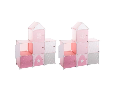 Armazenamento Castelo Rosa para Crianças ATMOSPHERA FOR KIDS L. 94 5 X L. 109 X A. 32 Cm 10 Compartimentos de Arrumação