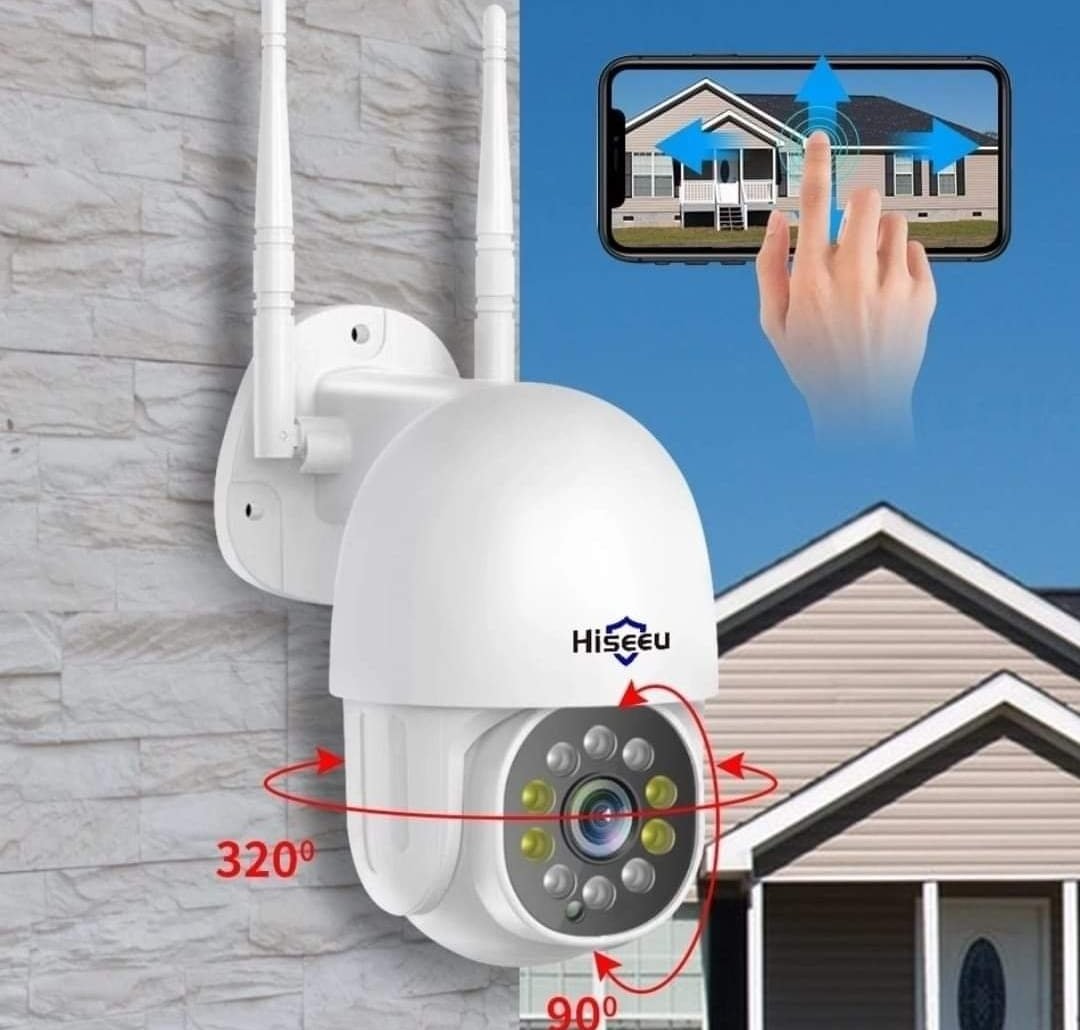 Câmara Vigilância Hiseeu com 2 Antenas Wi-Fi Full-Hd Prova de Chuva com  Visão Noturna