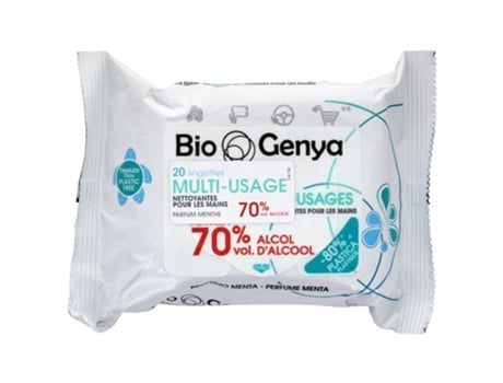 Conjunto de 20 Toalhetes Multiusos 70% Vol. de Álcool BIOGENYA