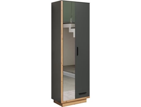 Armário de quarto SYNNAX - 2 portas 1 gaveta - cinza antracite e carvalho mel - 65 x 40 x 198 cm TRENDTEAM