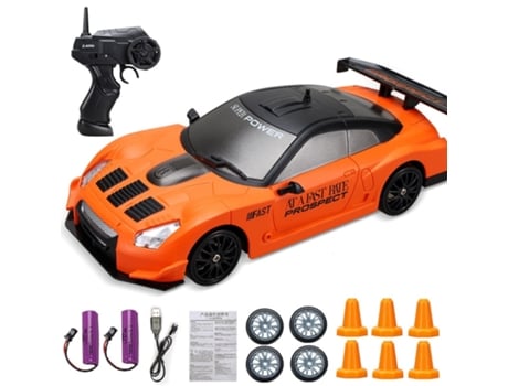 2.4G Alta Velocidade Drift Rc Carro 4Wd Brinquedo Controle Remoto Ae91 Modelo Gtr Laranja