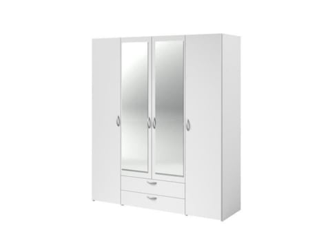 Gabinete de decoração branco 4 portas de balanço + 2 espelhos + 2 gavetas 160 x 51 x High 185 cm Parisot