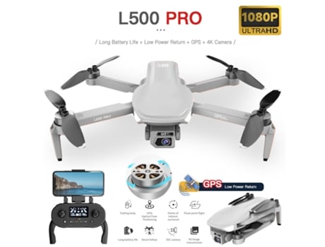 Drone MDUG GPS L500Pro (1080P - Autonomia: 25 min - Cinzento)