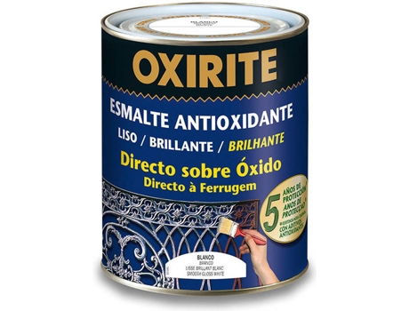 Esmalte para ferro liso branco brilhante oxirite 4 l