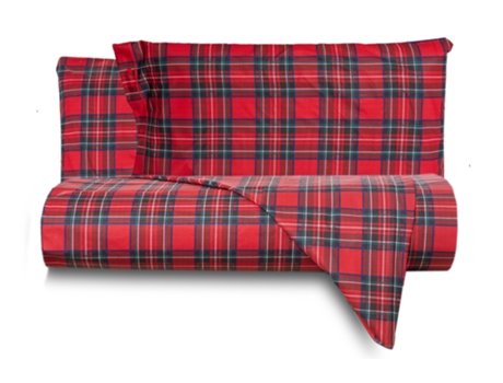 Conjunto de Edredão SMARTDECOHOME de 3 Peças 100% Algodão Cama de 150x160cm Tartan Rojo