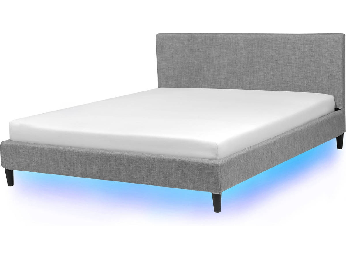 Cama LED de poliéster negro 180 x 200 cm FITOU 