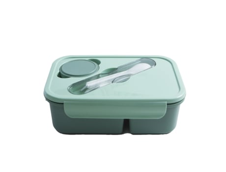 Lancheira MY KITCHEN com talheres e recipiente (1200 ml - 2 compartimentos - Verde)