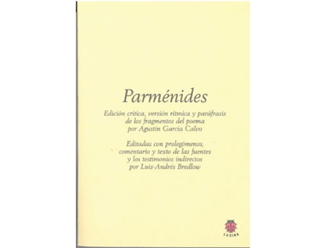 Livro Parménides de García Calvo Parménides (Latim)