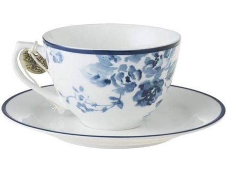 Xícara de Cappuccino LAURA ASHLEY China Rose (Azul e Branco - Porcelana - 16x16x7.1 cm -  Un)