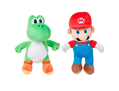 Conjunto 2 Peluches  Mario Yoshi e Super Mario Bros (Tam: 27 cm)