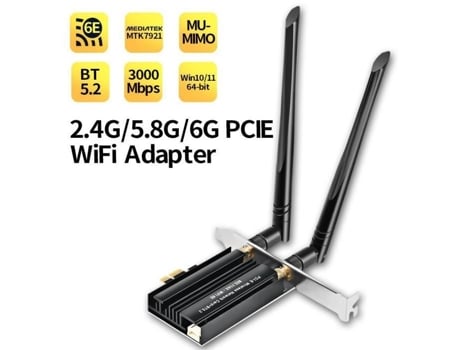 Cartão Wifi 6E Pcie Wifi para Pc 3000 Mbps Bluetooth 5.2 Adaptador Sem Fio de Banda Dupla com Mu-Mino Compatível com Windows 11 SDLOGAL