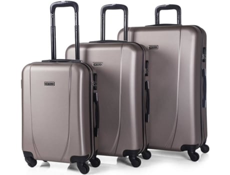 Conjunto 3 Malas de Viagem ITACA Abs (35/70/100 L - Champagne)