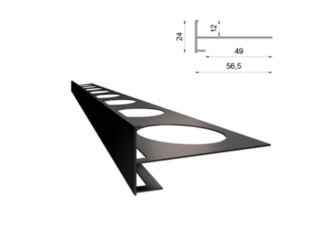 RENOPLAST Sc1 Perfil de Degrau em Alumínio para Ladrilhos Cerâmicos 200 Cm 12 Mm Grafite